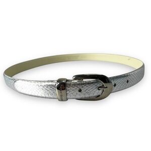 Perry Ellis Belt Genuine Snakeskin Silver Metallic Buckle 1 inch‎ X-Large